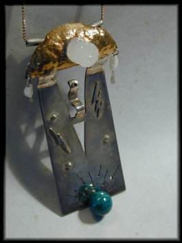 fertility talisman druzy chrysocolla sterling Biwa pearls